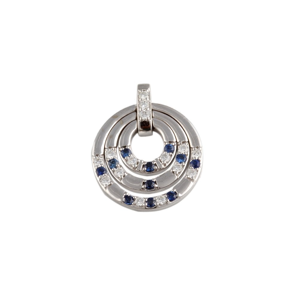 9ct White Gold Diamond 0.31ct and Blue Sapphire Pendant 0.29ct