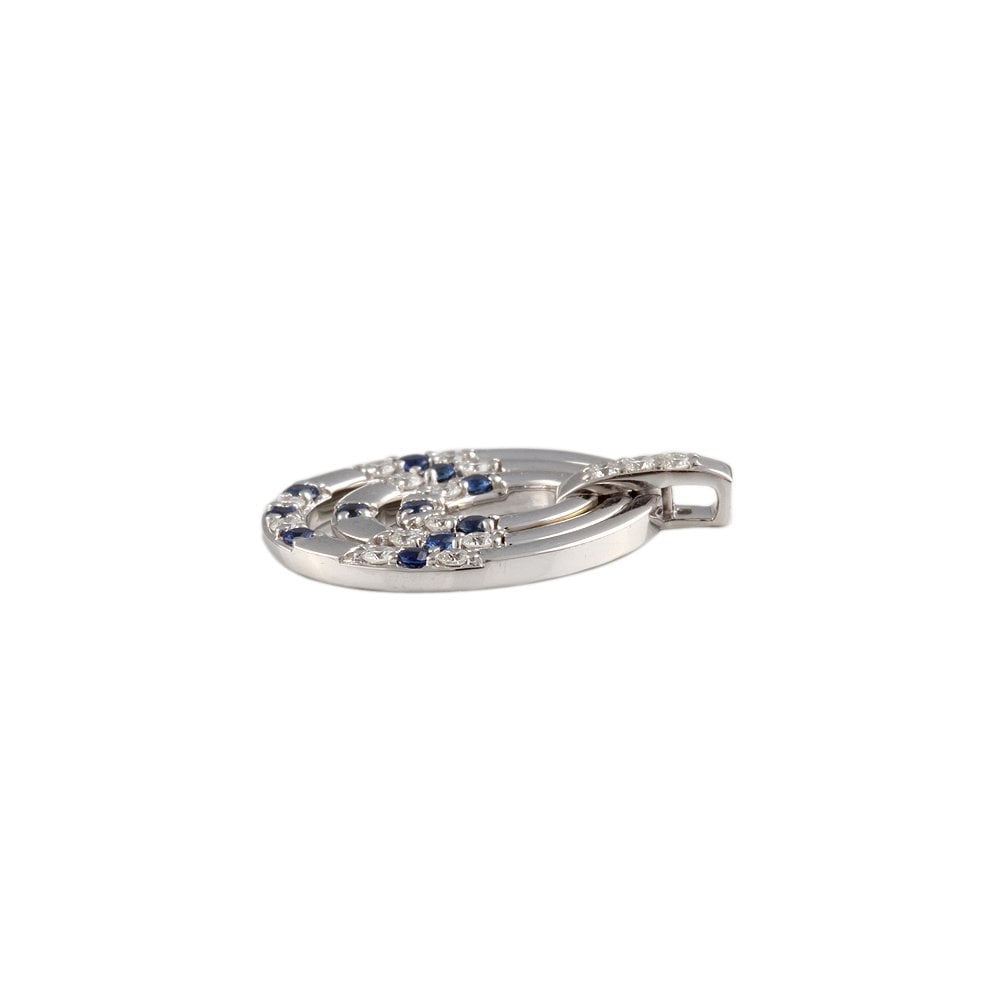 9ct White Gold Diamond 0.31ct and Blue Sapphire Pendant 0.29ct
