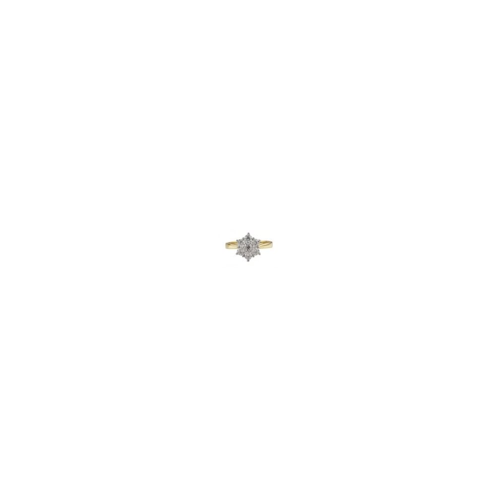 9ct Yellow and White Gold Diamond 0.40ct Cluster Ring