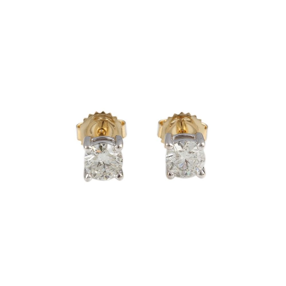 18ct Yellow and White Gold Diamond Stud Earrings 0.70ct