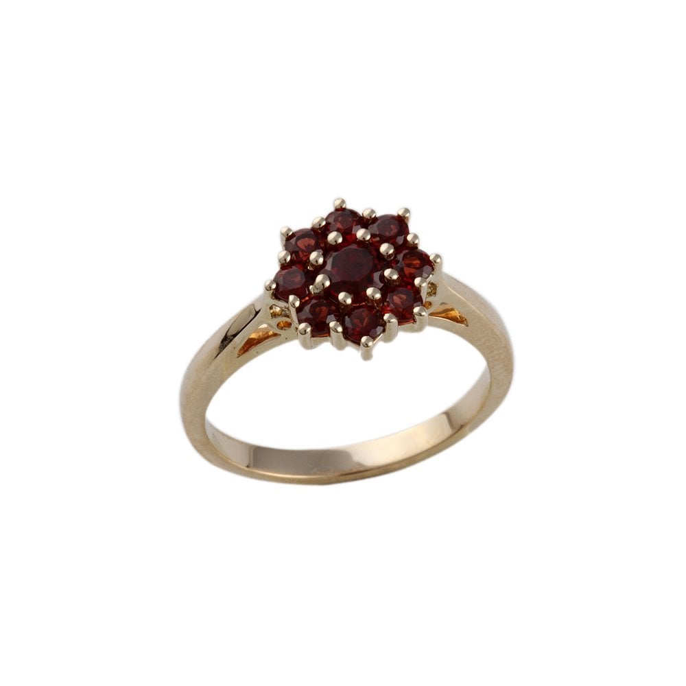 9ct Yellow Gold Garnet Cluster Ring 1.01ct
