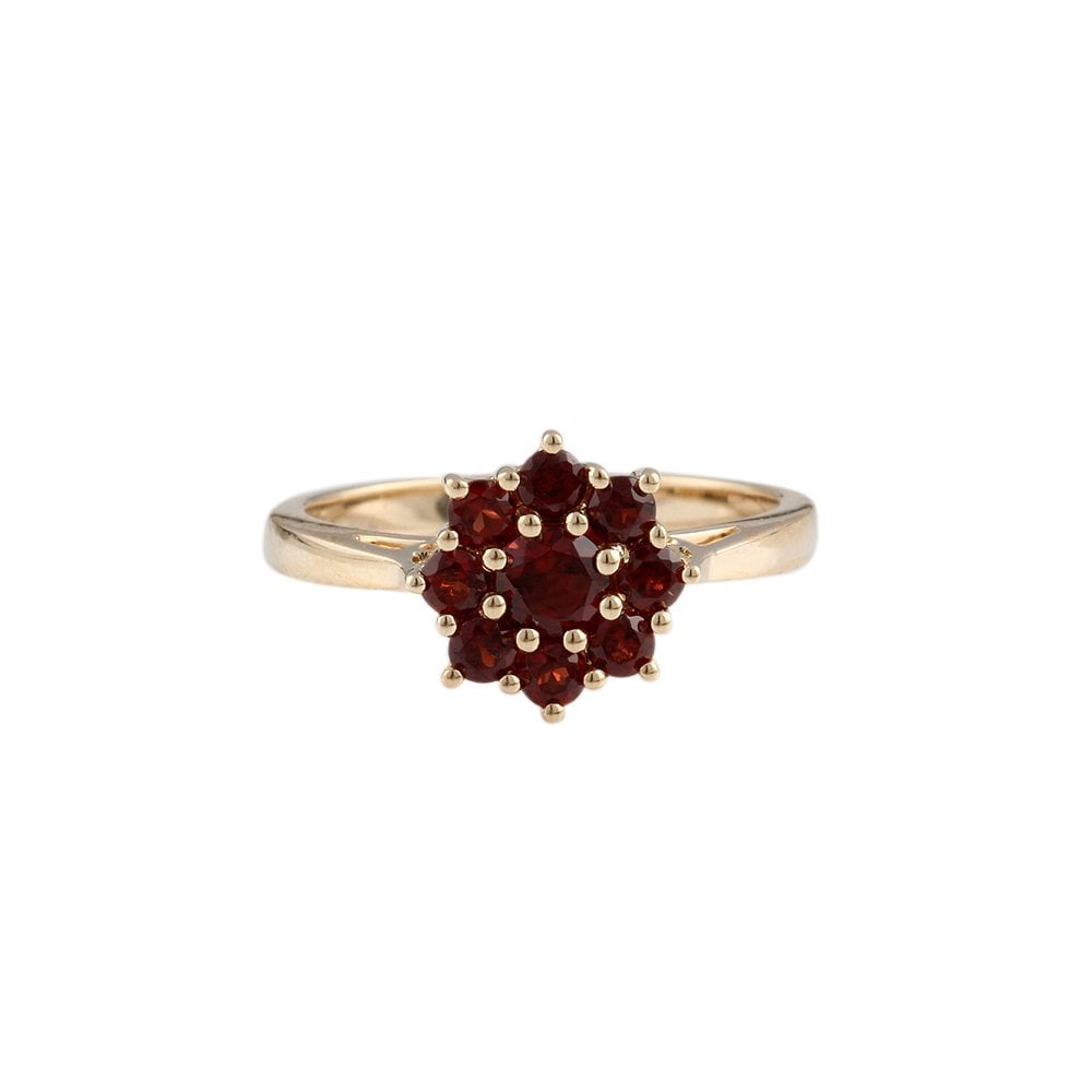 9ct Yellow Gold Garnet Cluster Ring 1.01ct