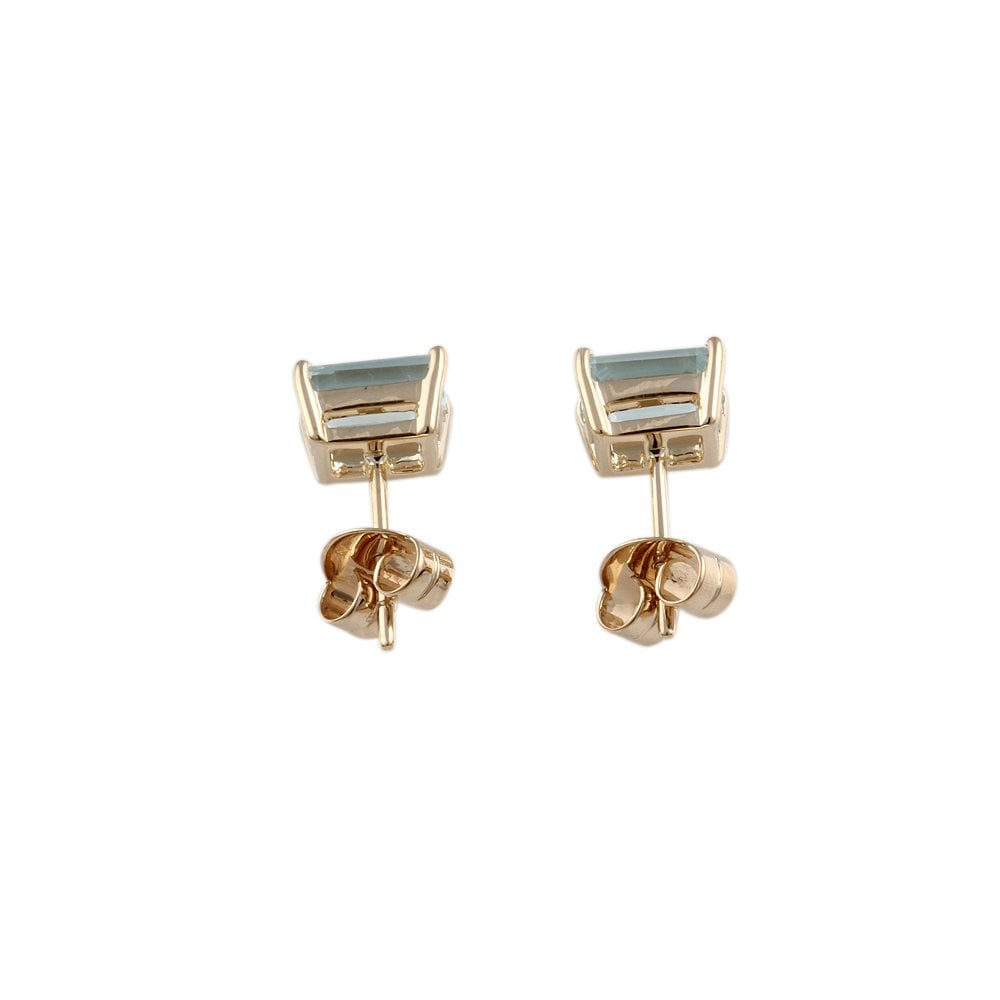 9ct Yellow Gold Aquamarine Stud Earrings 1.95ct