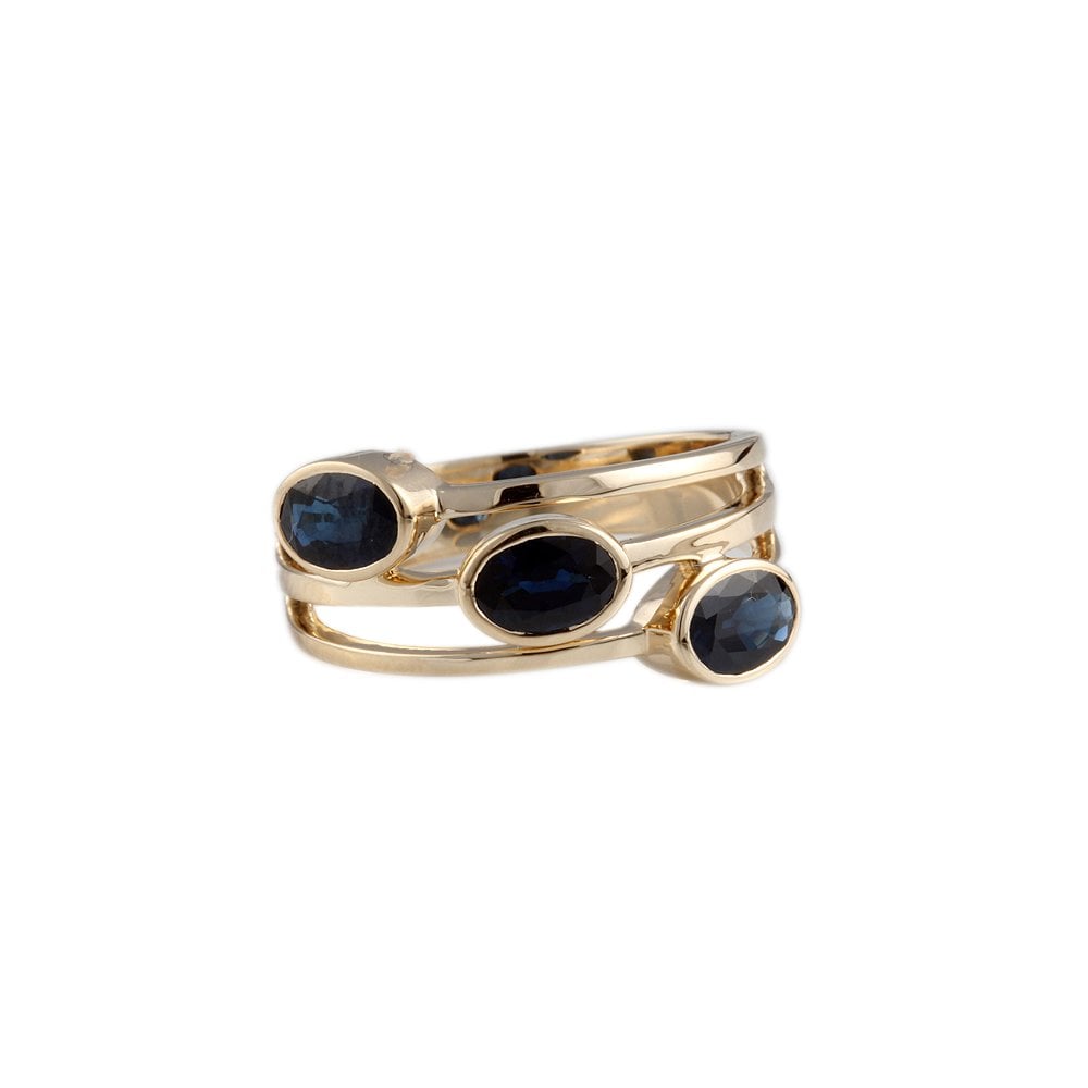9ct Yellow Gold Blue Sapphire Ring 1.86ct