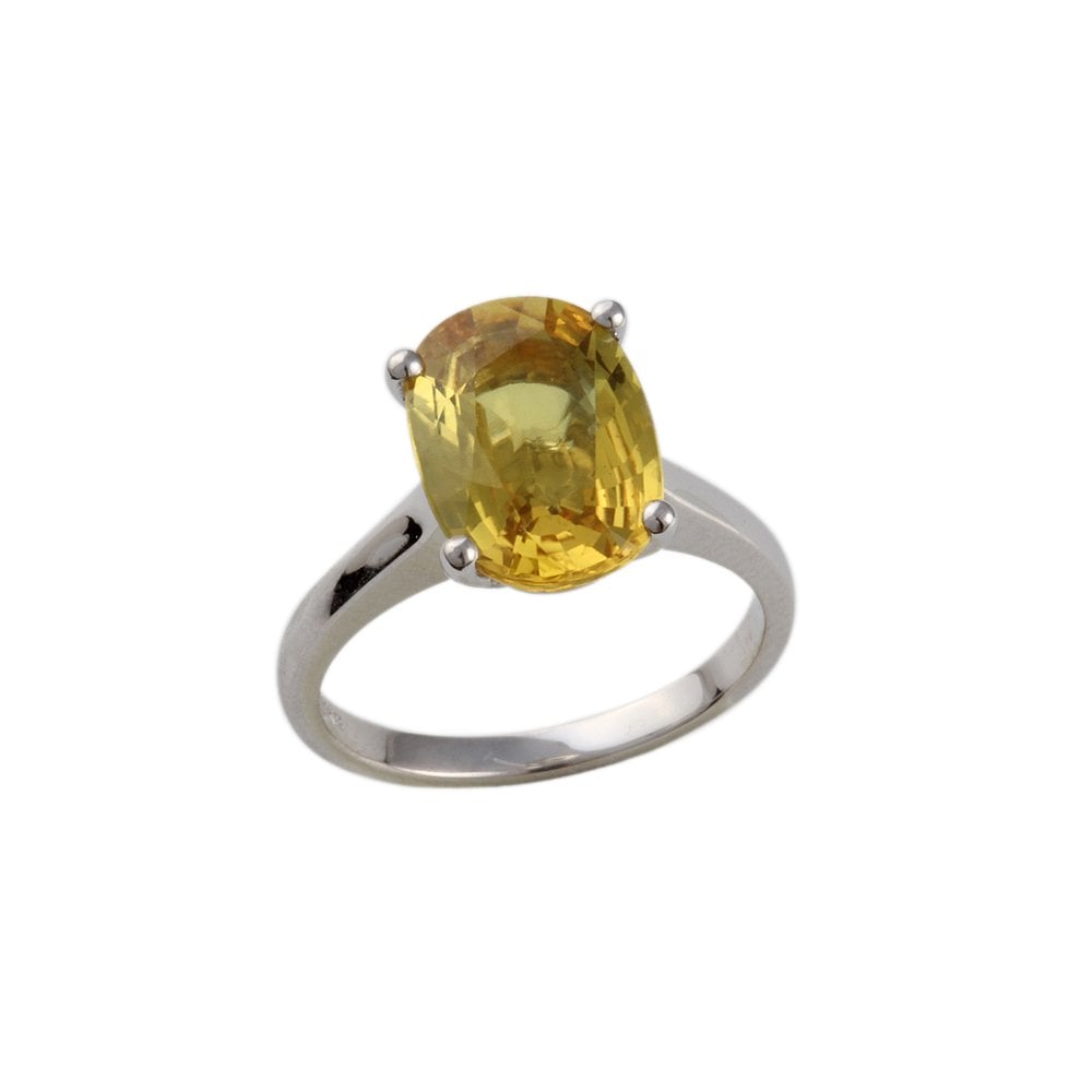 9ct White Gold Yellow Sapphire Ring 4.16ct