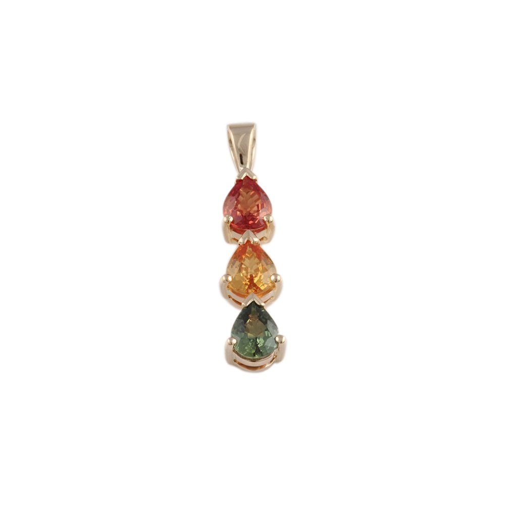 9ct Yellow Gold Multi Sapphire Pendant 1.85ct
