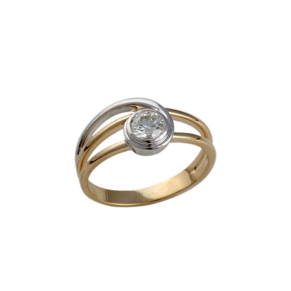 9ct Yellow and White Gold Diamond Solitaire Ring 0.55ct