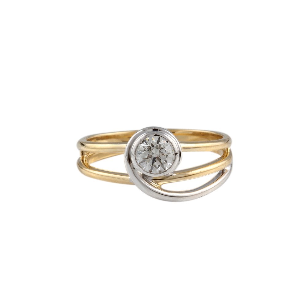 9ct Yellow and White Gold Diamond Solitaire Ring 0.55ct