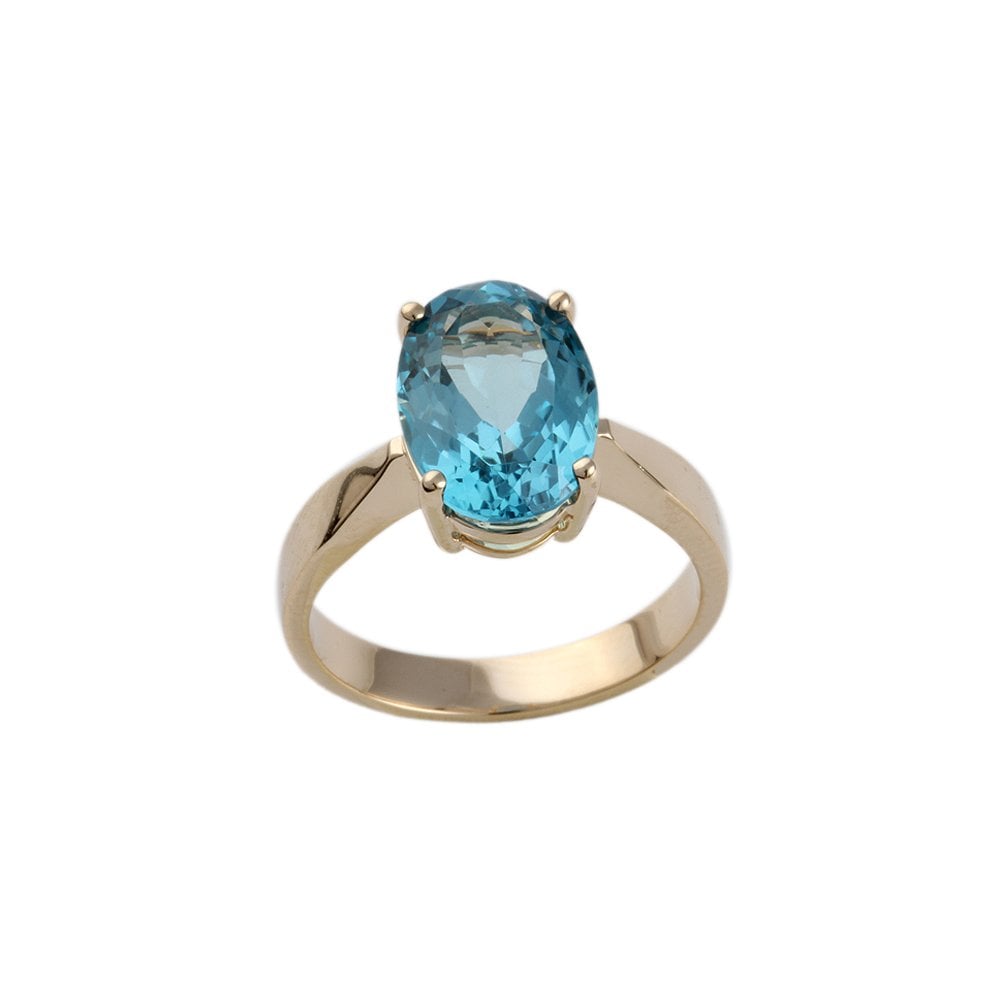 9ct Yelow Gold Blue Topaz Single Stone Ring