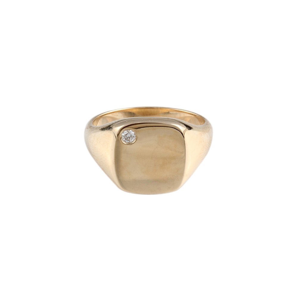 9ct Yellow Gold Diamond Signet Ring
