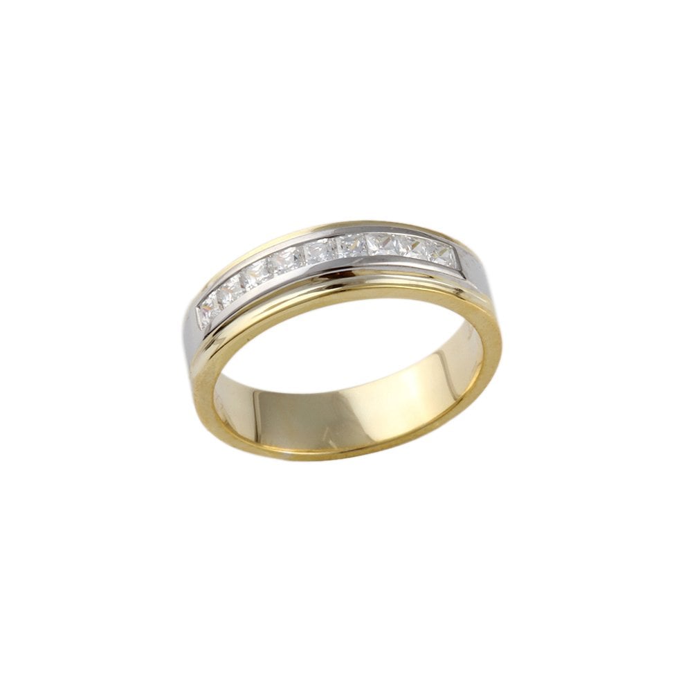 9ct Yellow and White Gold Diamond Ring