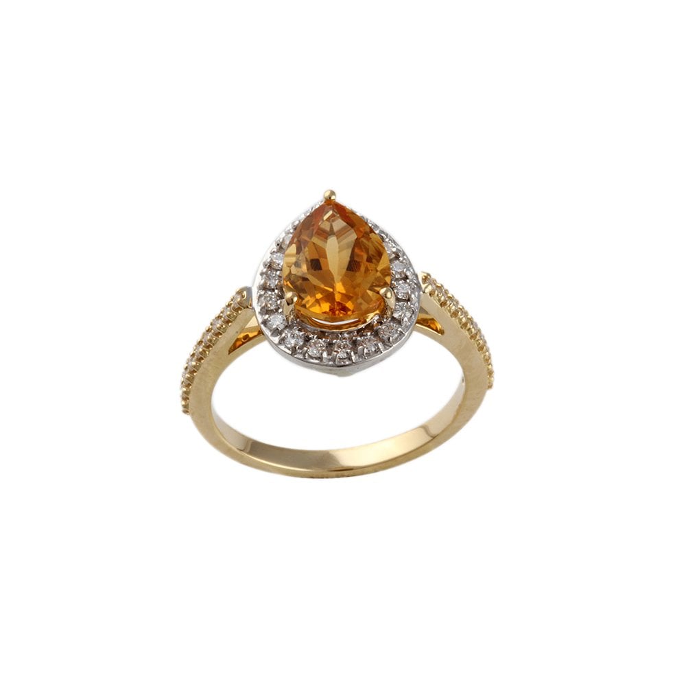 9ct Yellow and White Gold Citrine and Diamond Ring