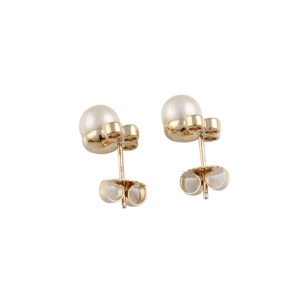 9ct Yellow Gold Diamond and Pearl Earrings