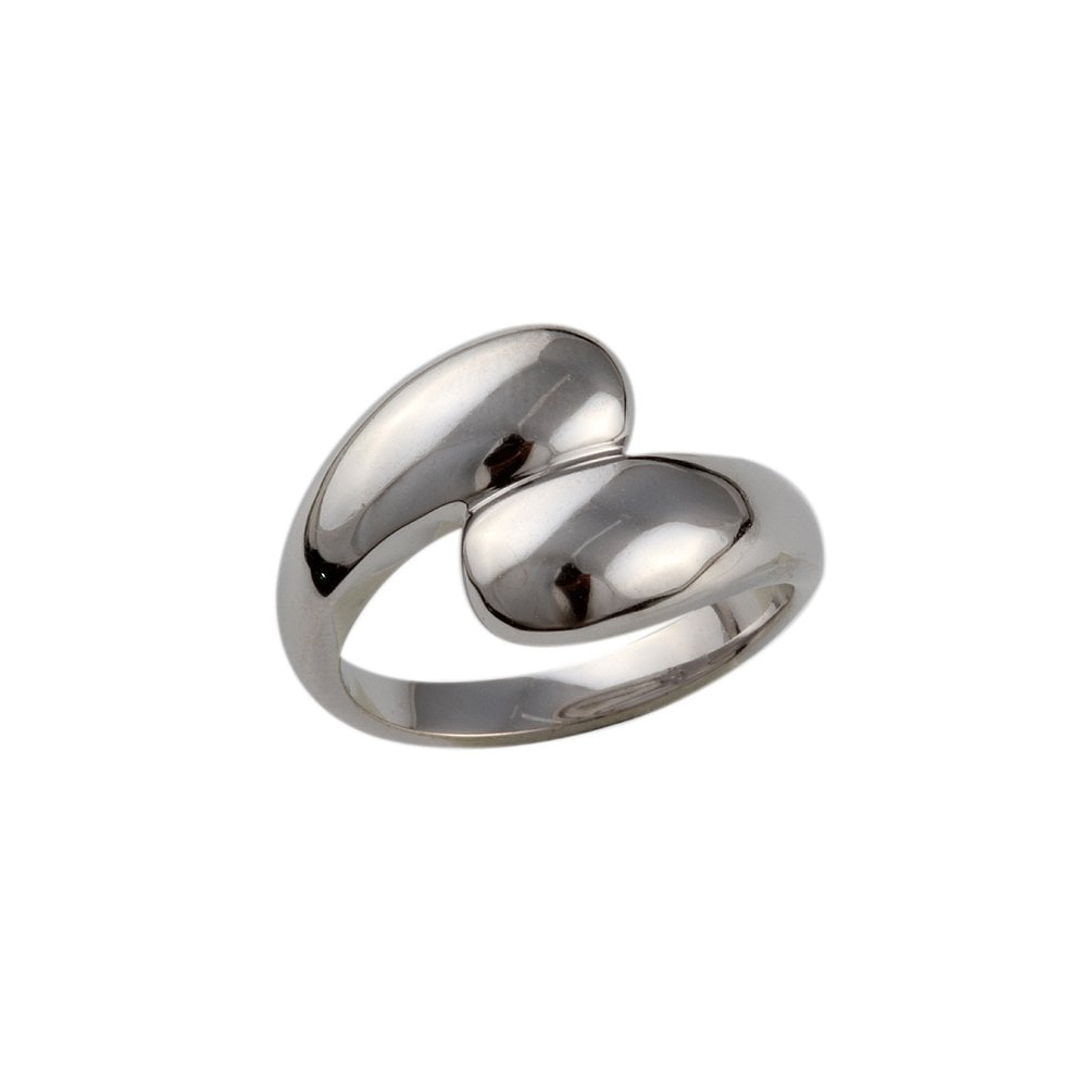 9ct White Gold Plain Crossover Ring