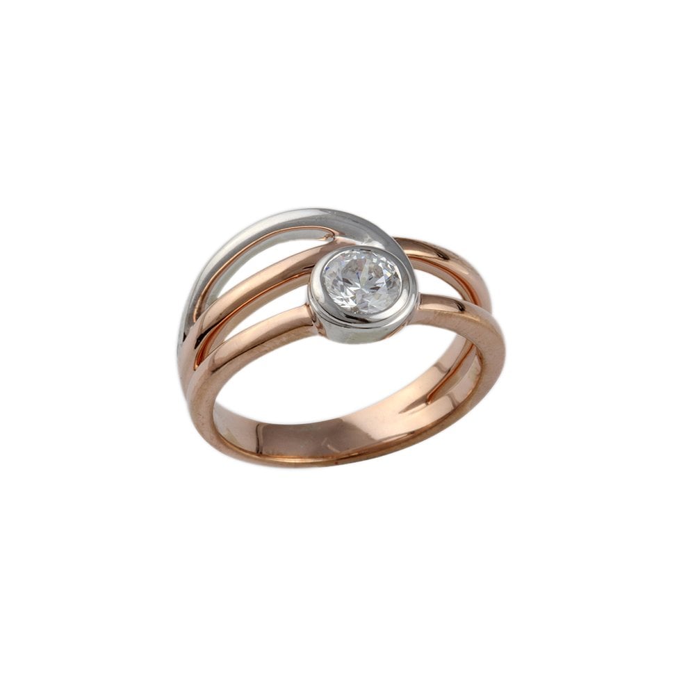 9ct White and Rose Gold Solitaire Ring