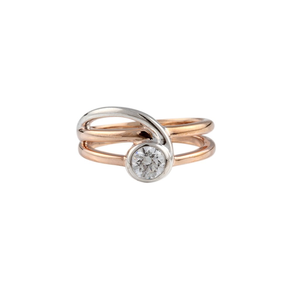 9ct White and Rose Gold Solitaire Ring