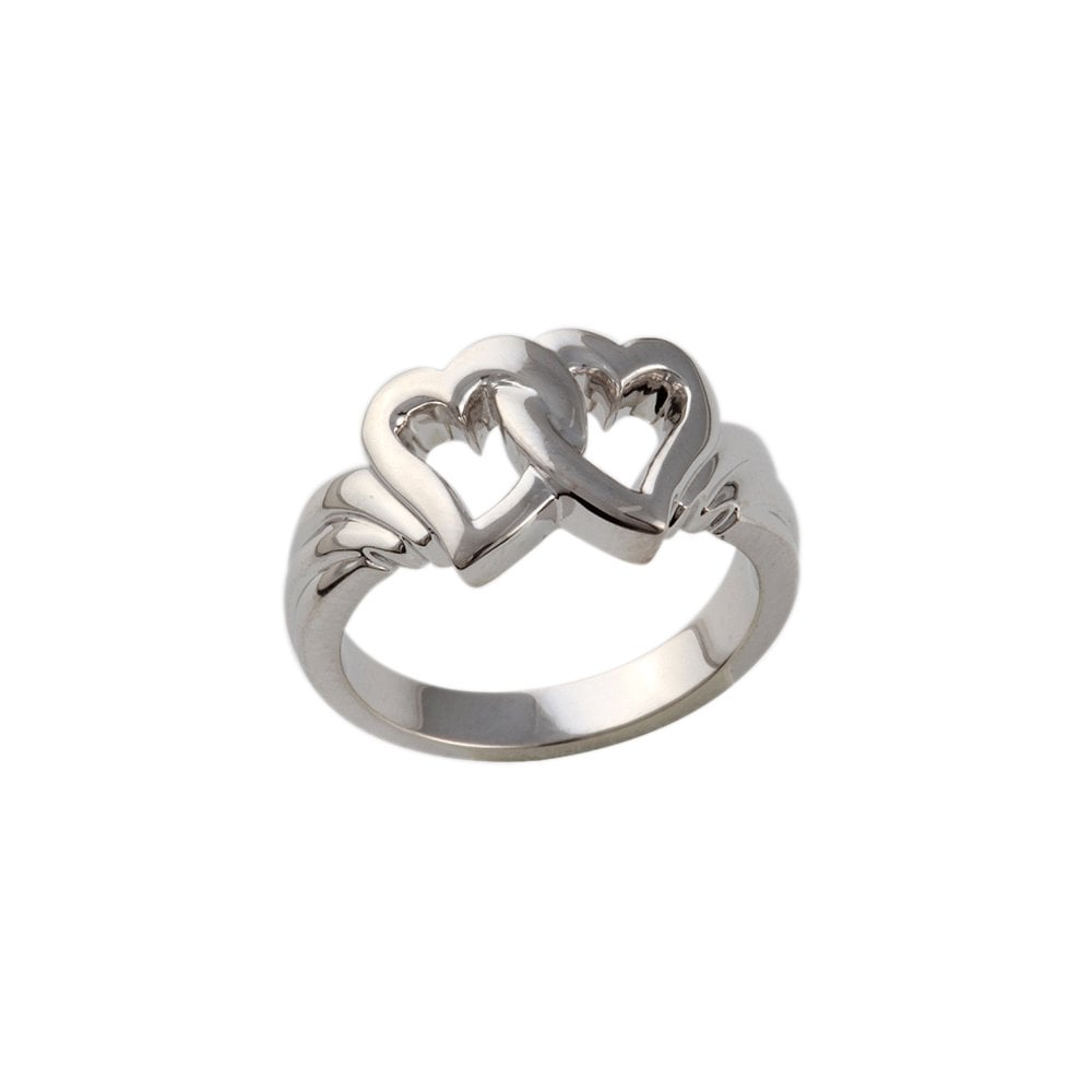 9ct White Gold Interlocking Hearts Ring