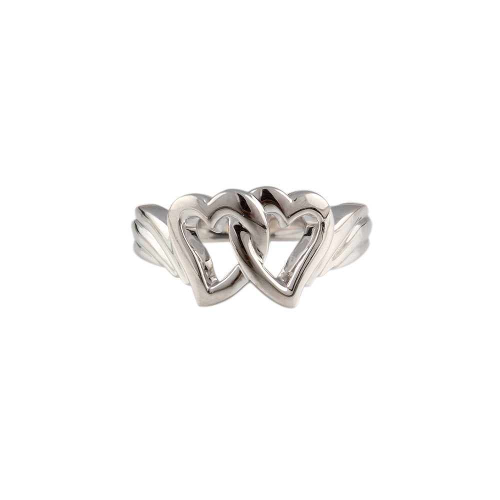 9ct White Gold Interlocking Hearts Ring