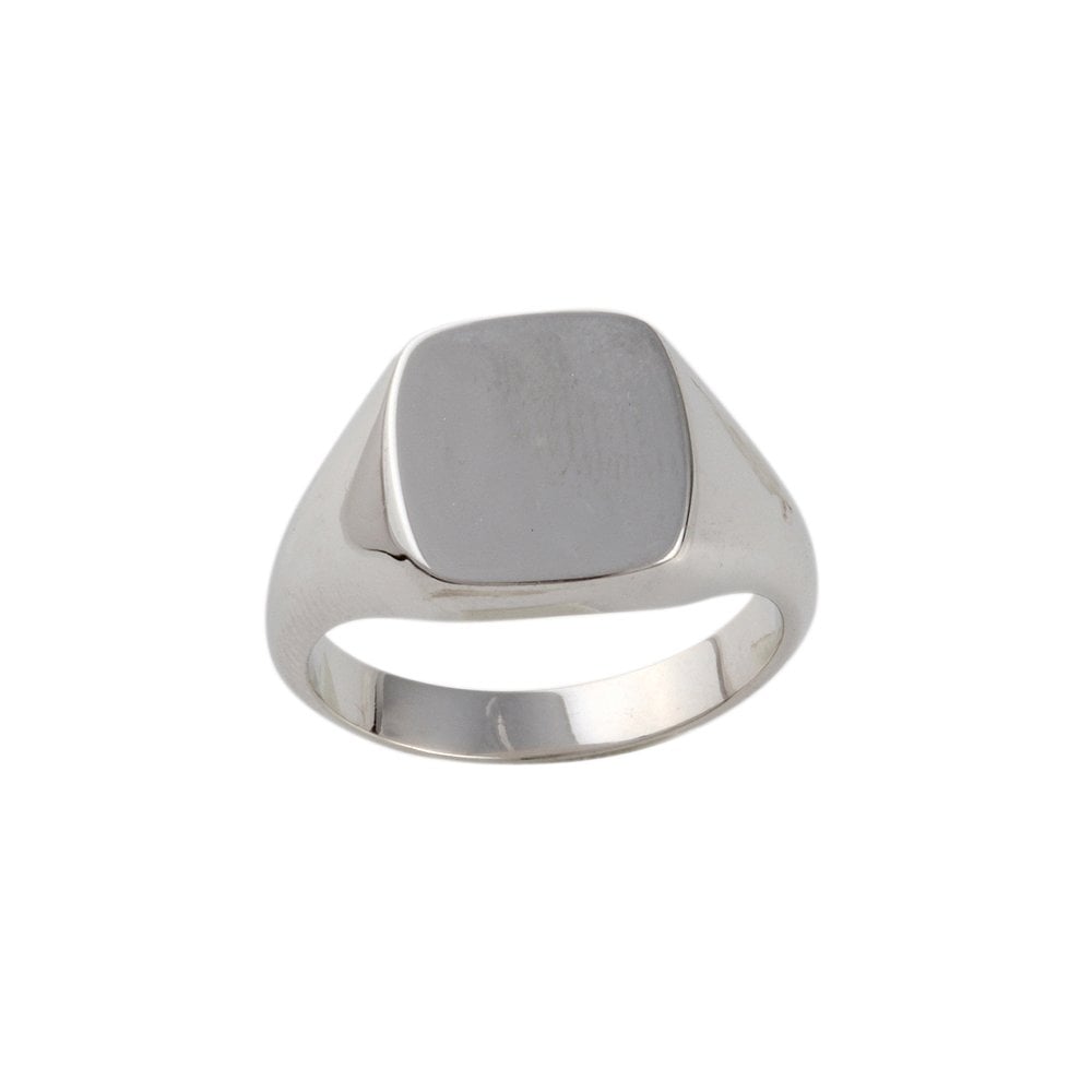 White Gold Cushion Shape Signet Ring