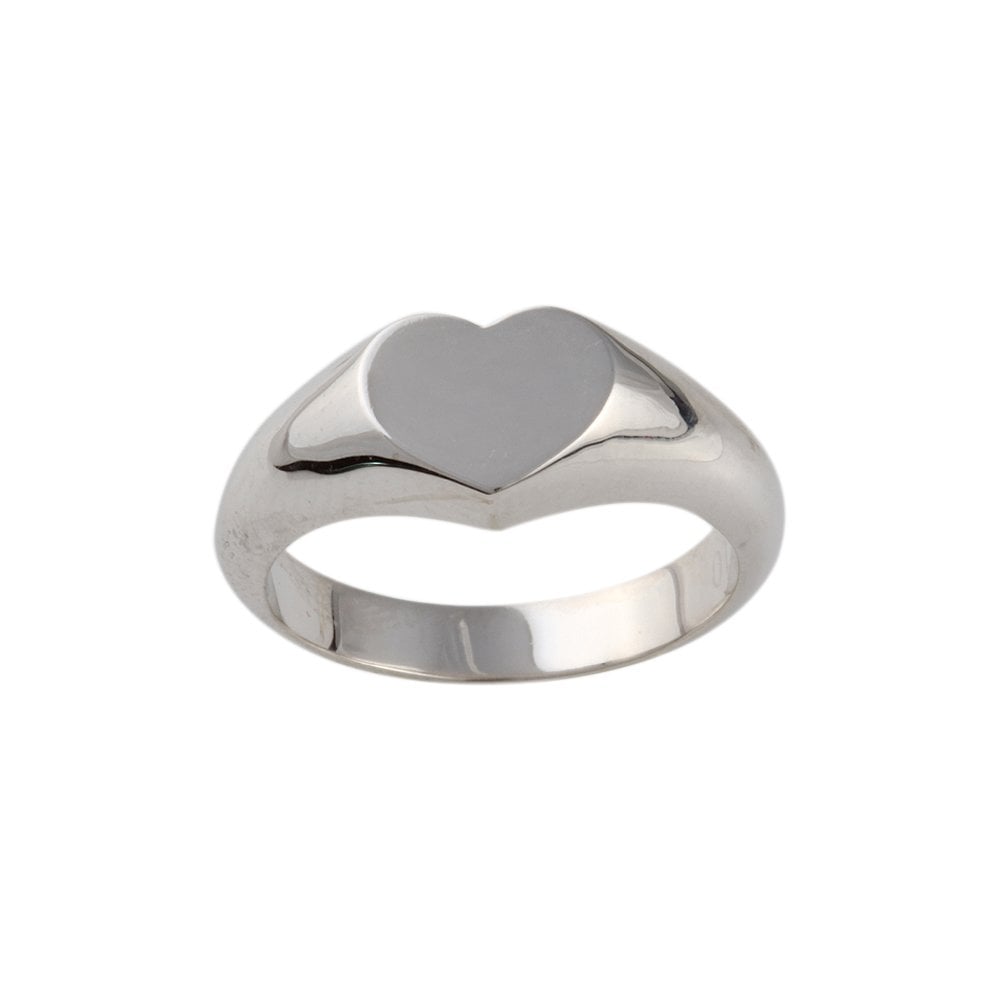 18ct White Gold Heart Shape Signet Ring