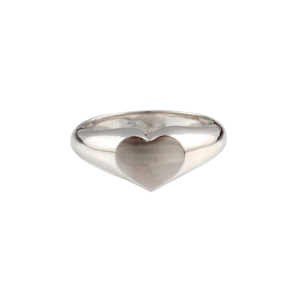 18ct White Gold Heart Shape Signet Ring