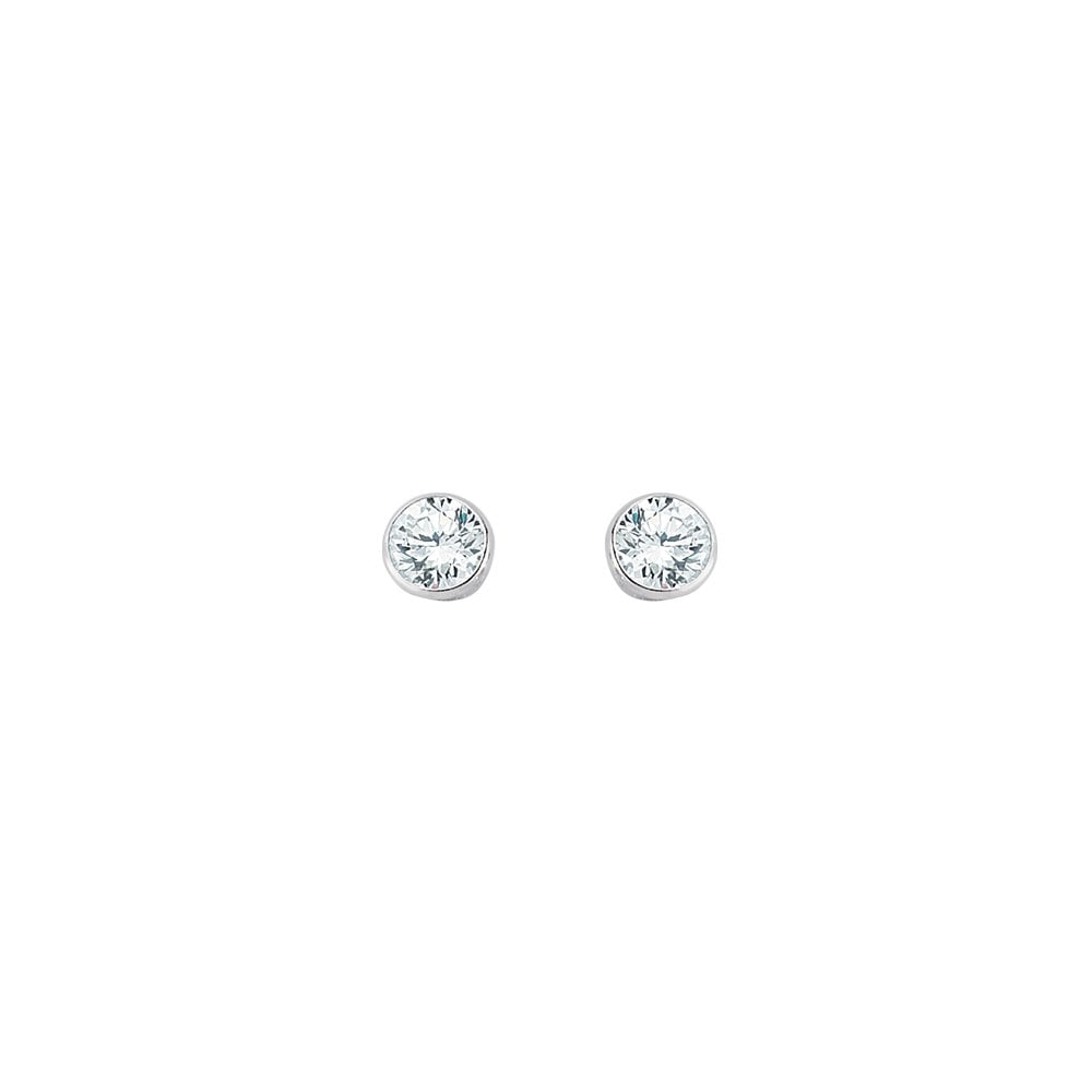 Rhodium Plated Silver Cubic Zirconia Stud Earrings