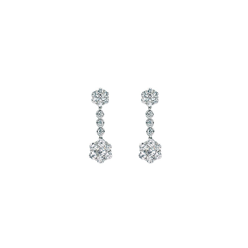 Rhodium Plated Silver Cubic Zirconia Drop Earrings