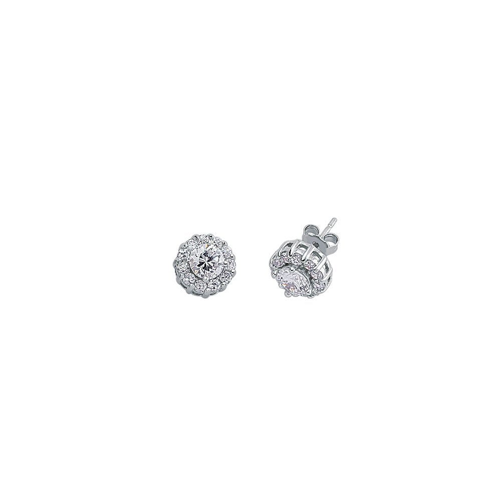 Rhodium Plated Silver Cubic Zirconia Stud Earrings