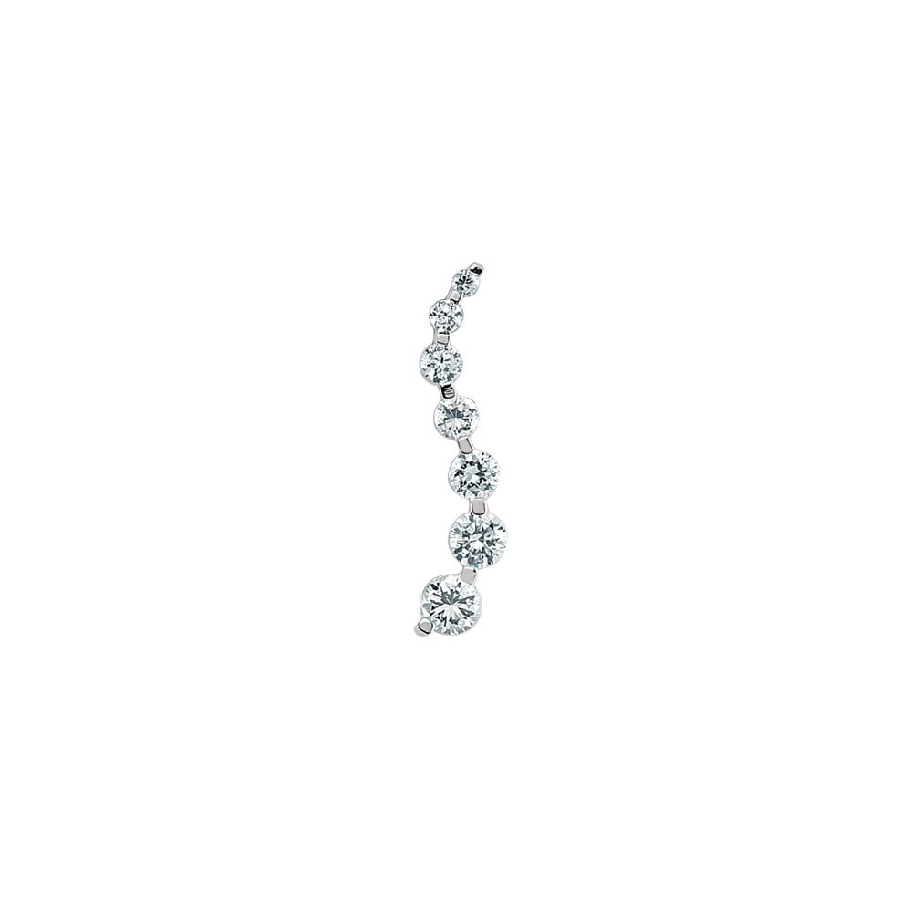 Rhodium Plated Silver Cubic Zirconia Fancy Wave Drop Pendant