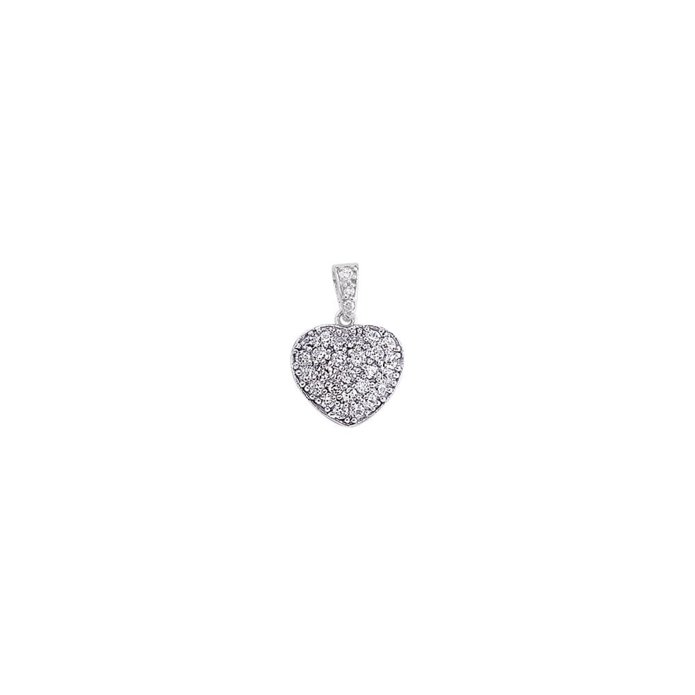 Rhodium Plated Silver Cubic Zirconia Heart Pendant