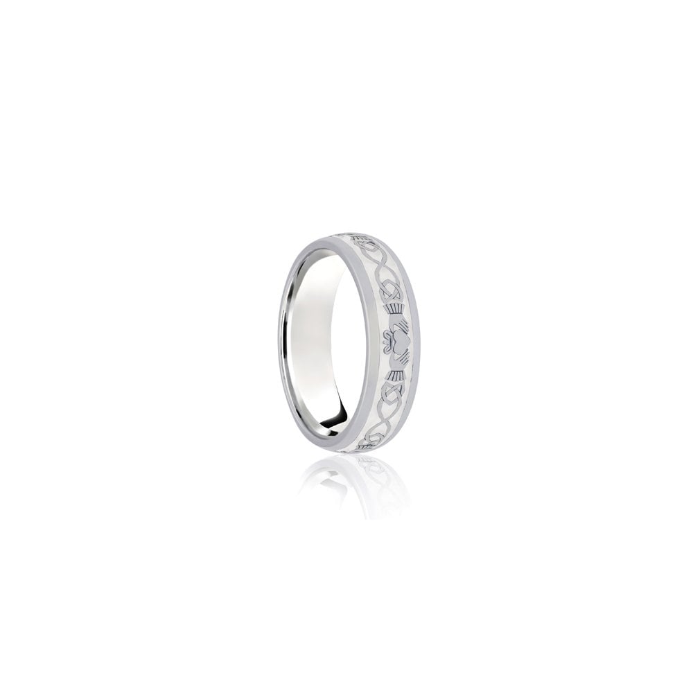 9ct White Court 5mm Celtic Laser Engraved Wedding Band