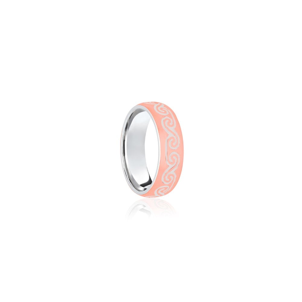 9ct White & Rose Court 7mm Celtic Laser Engraved Wedding Band
