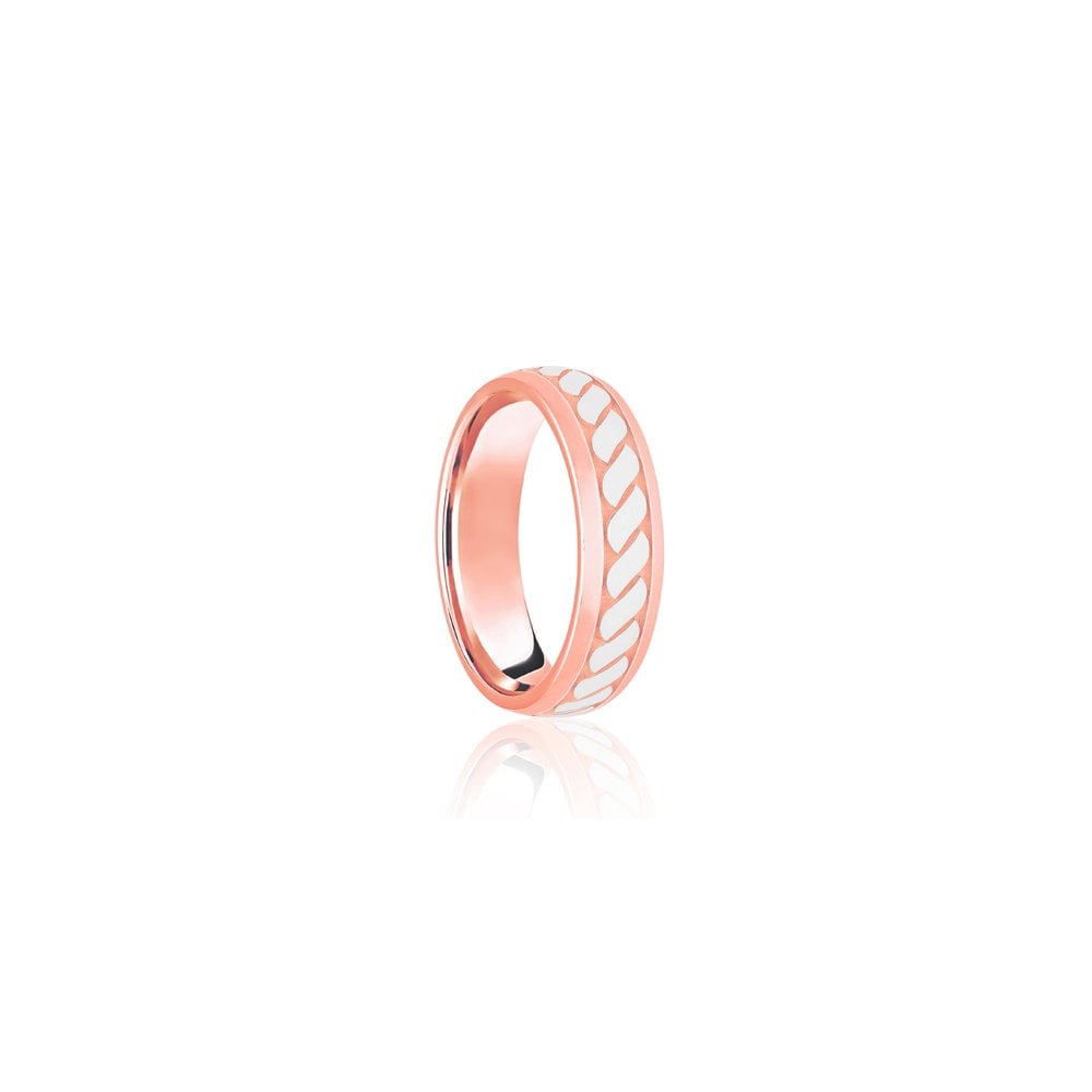 18ct Rose & White Court 6mm Celtic Laser Engraved Wedding Band