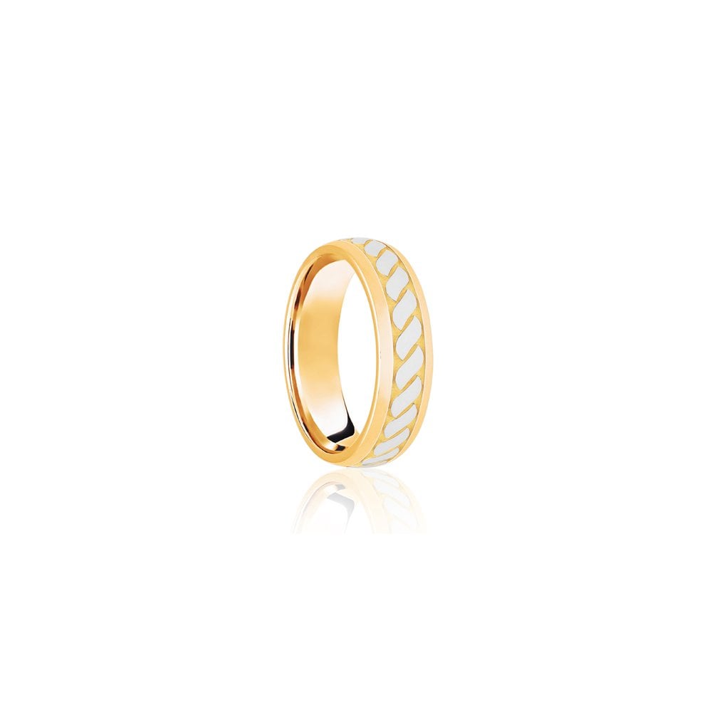 18ct Yellow & White Court 7mm  Celtic Laser Engraved Wedding Band