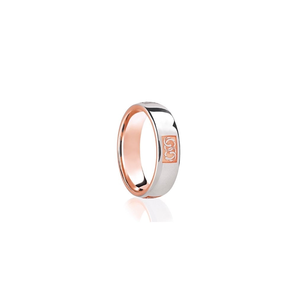 9ct Rose & White Court 6mm Celtic Laser Engraved Wedding Band