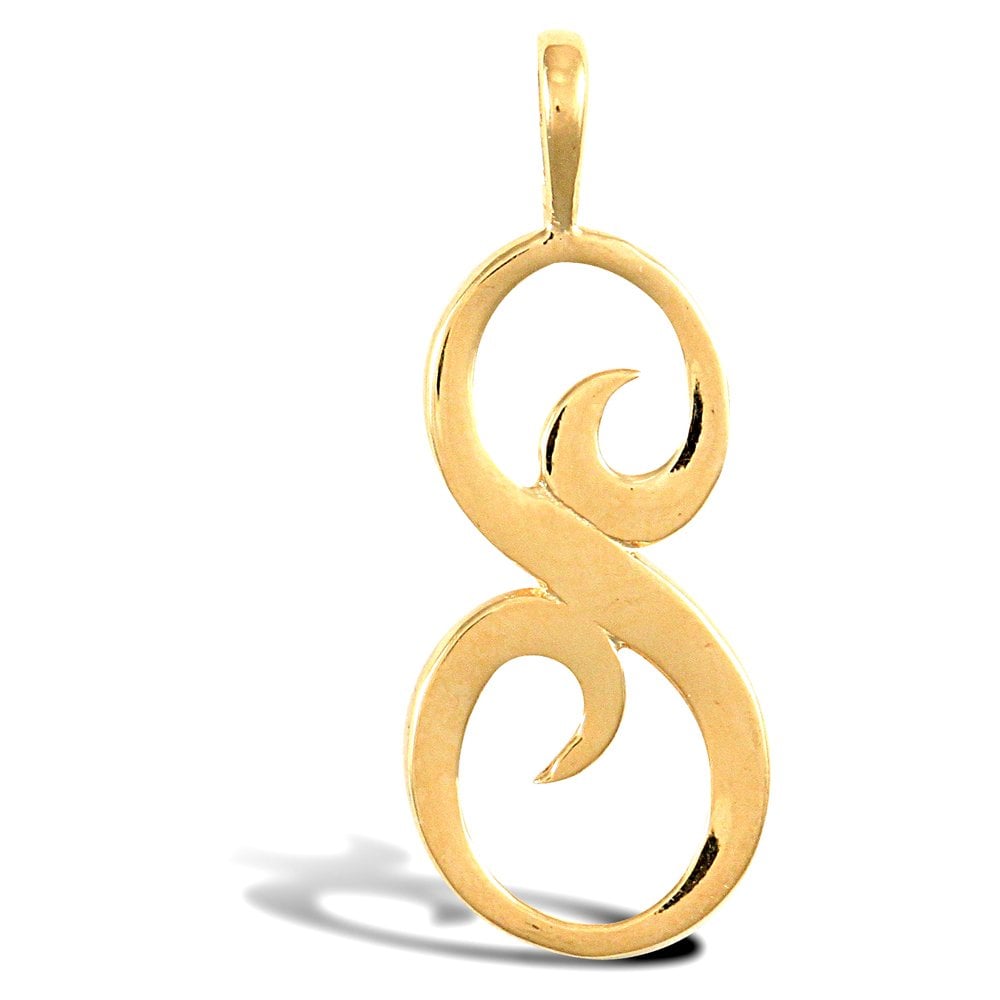 9ct Yellow Polished Script Initial Pendant