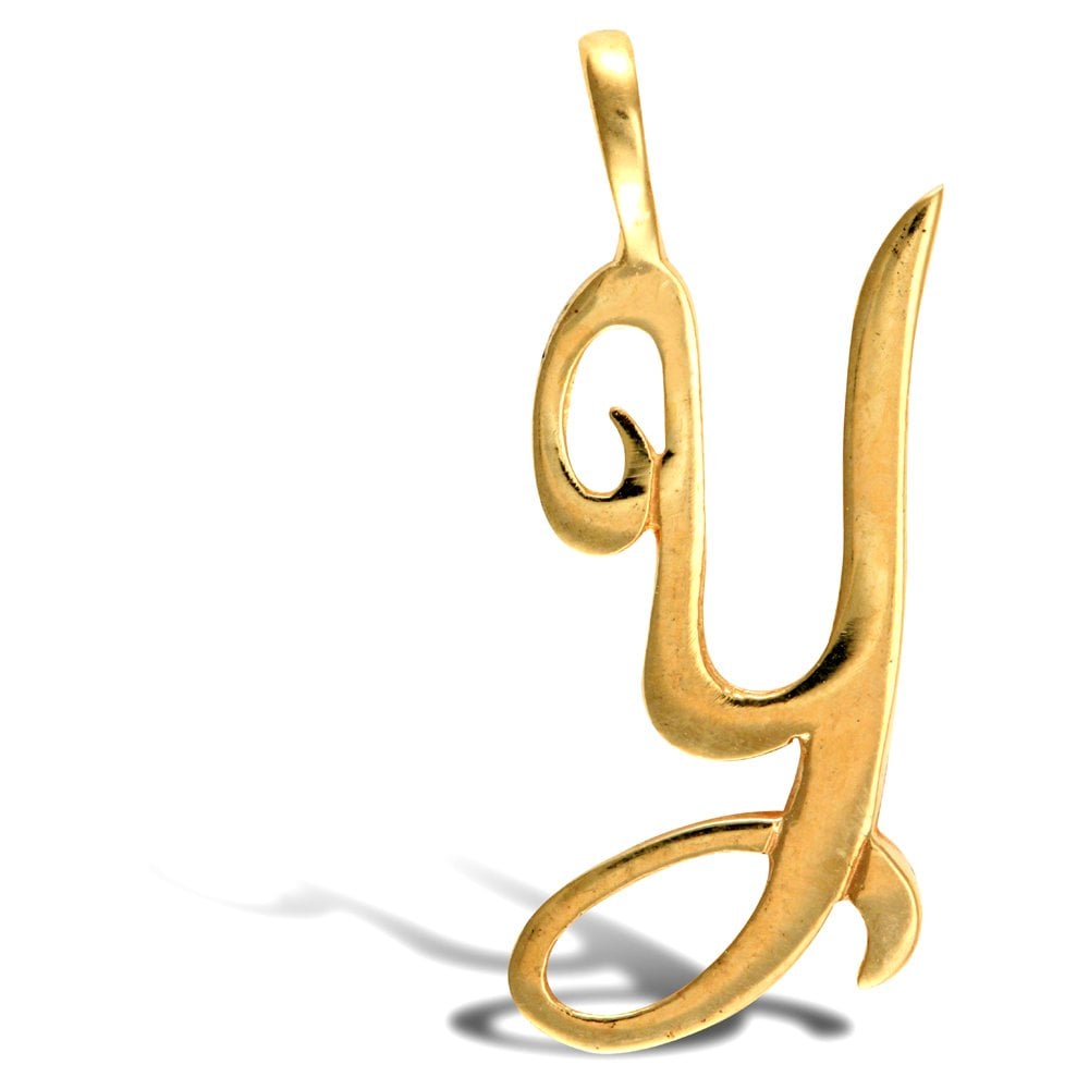 9ct Yellow Polished Script Initial Pendant