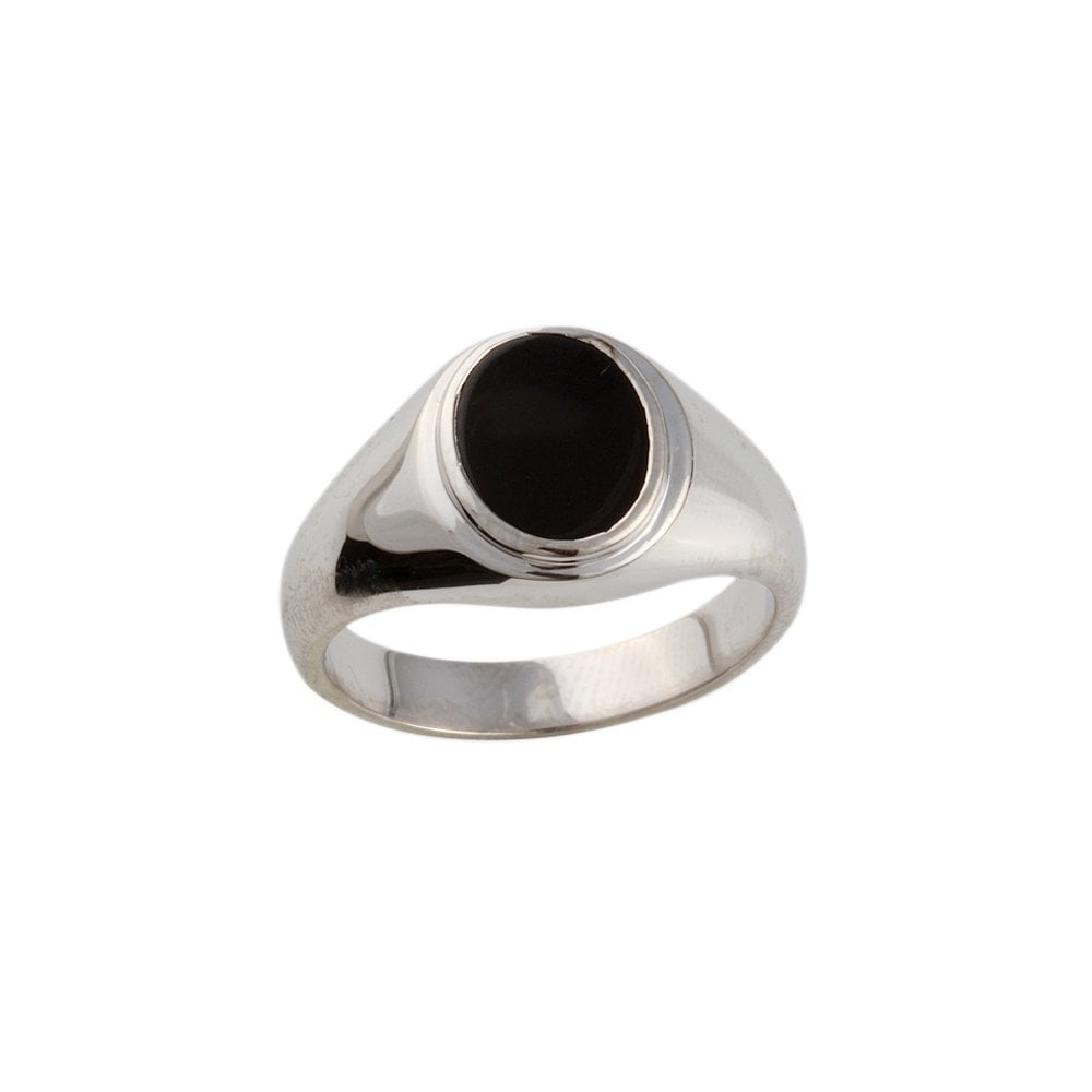 9ct White Gold Oval Onyx Signet Ring