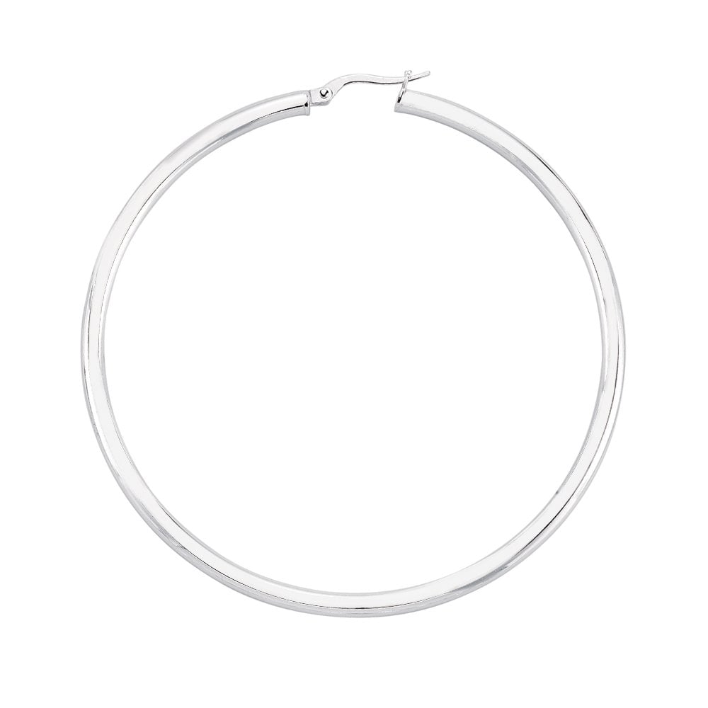 Plain Silver Large Hoop Earrings