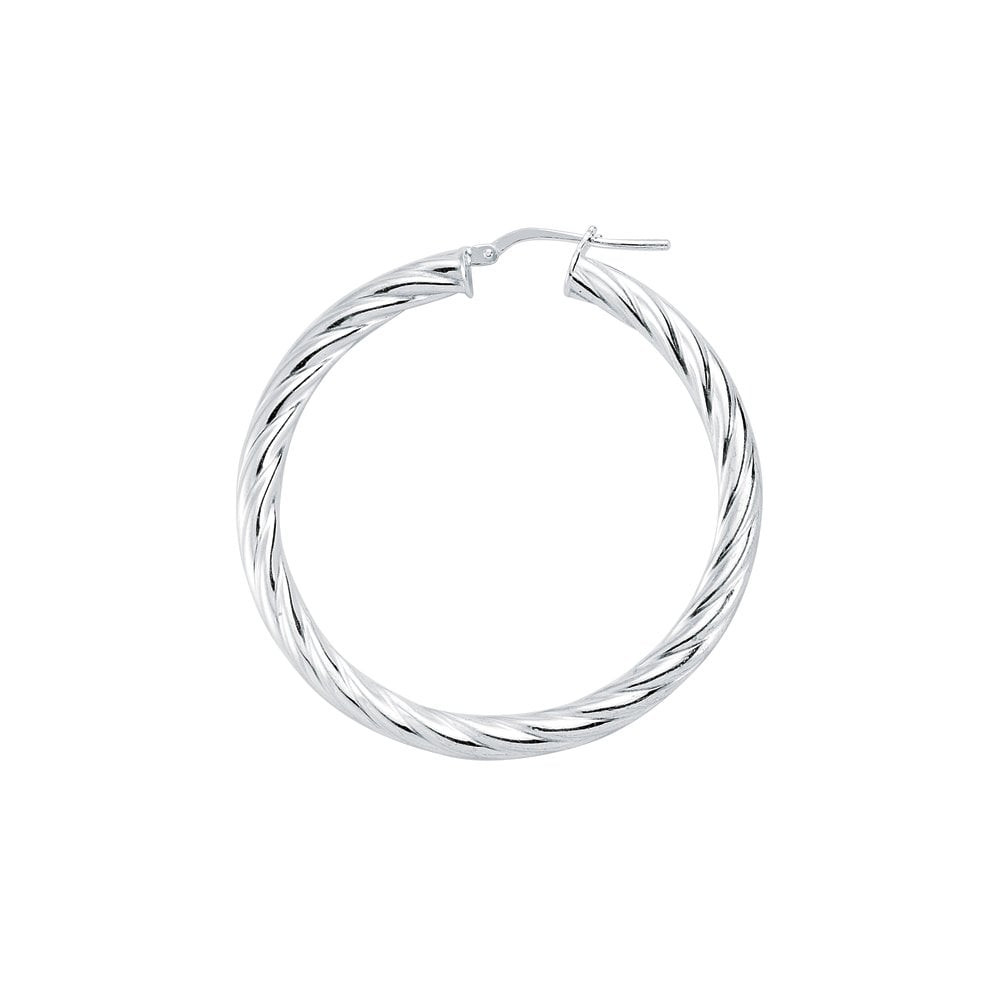 Silver Plain Twist Hoops: diamter 40mm, tube 3mm