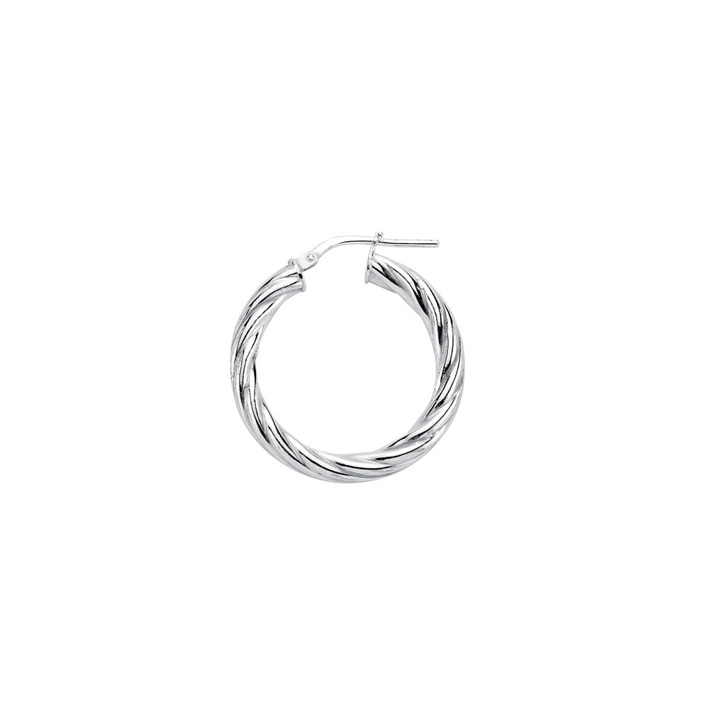 925 Sterling Silver Plain Twist Hoops: 25mm diamter, 3mm tube