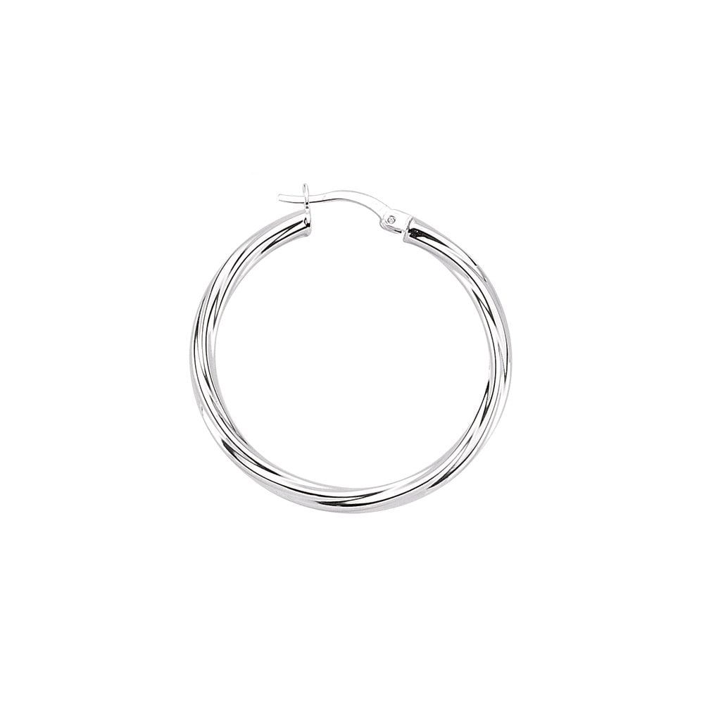 925 Sterling Silver Plain Twist Hoop Earrings