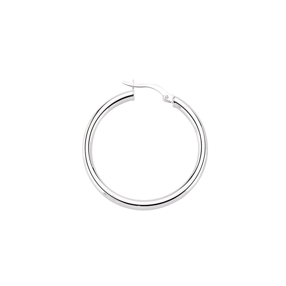 925 Sterling Silver Plain Hoops - 30mm