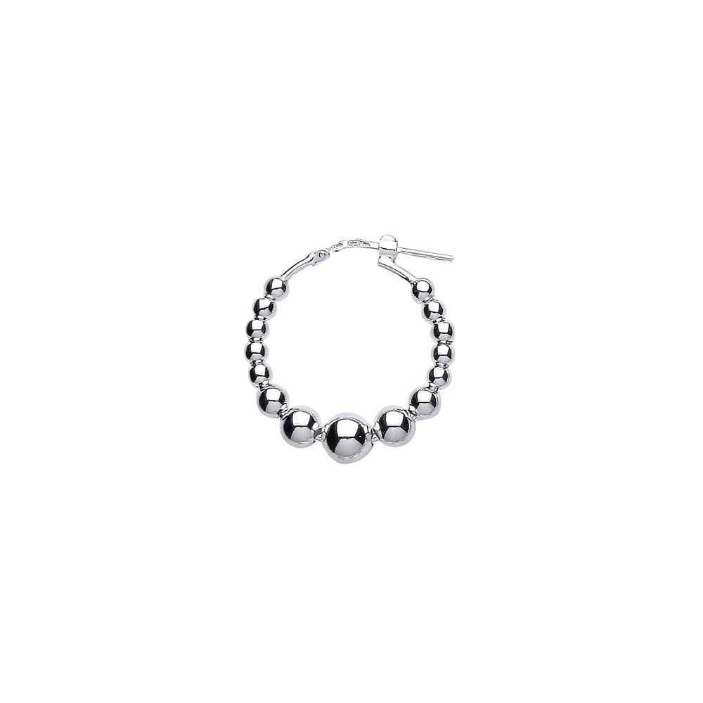 925 Sterling Silver Round Graduated Bead Hoops