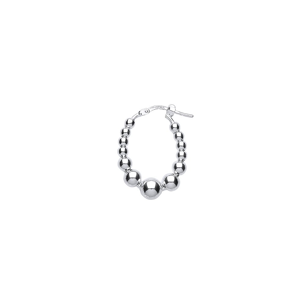 925 Sterling Silver Oval Graduated Bead Hoops