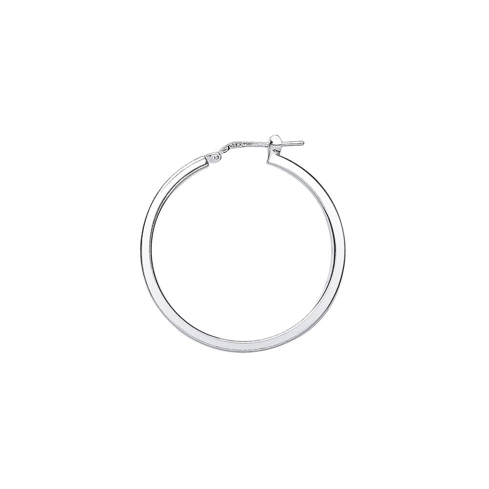 925 Sterling Silver Medium Plain Hoops