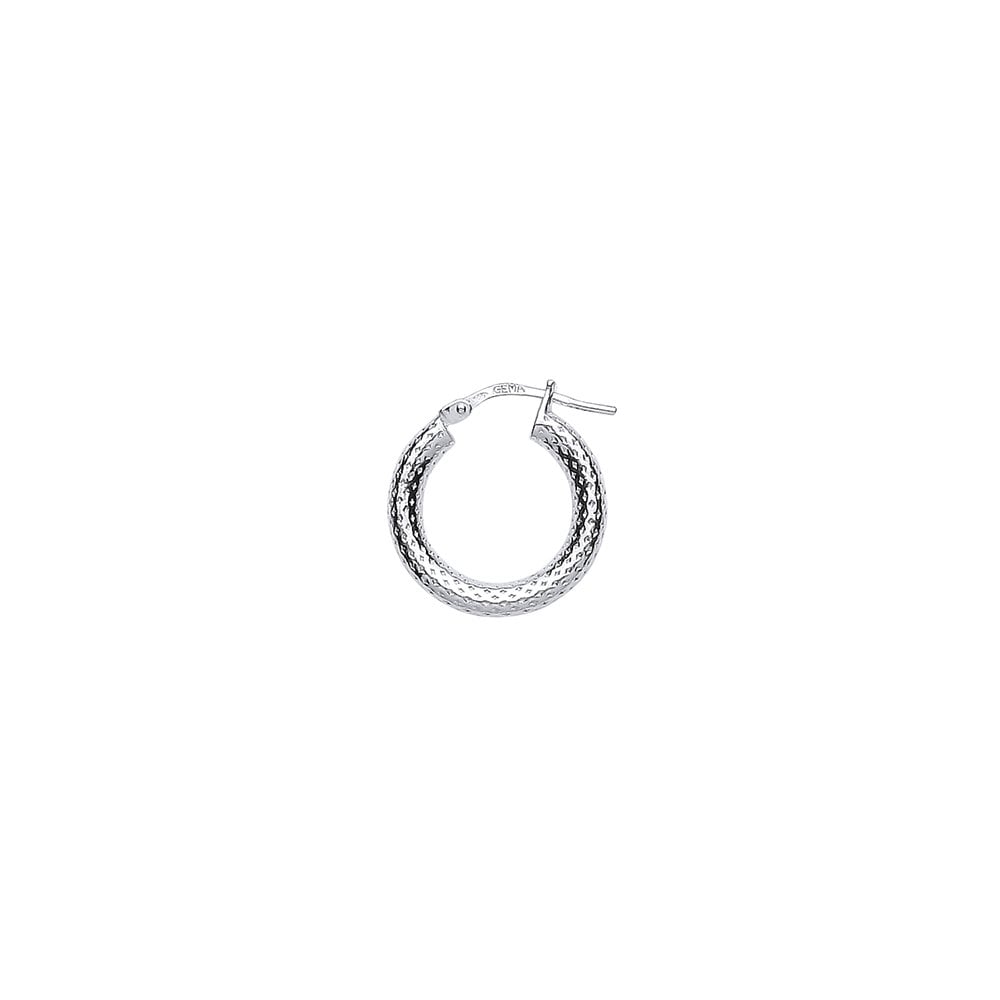 925 Sterling Silver Diamond Cut Hoops