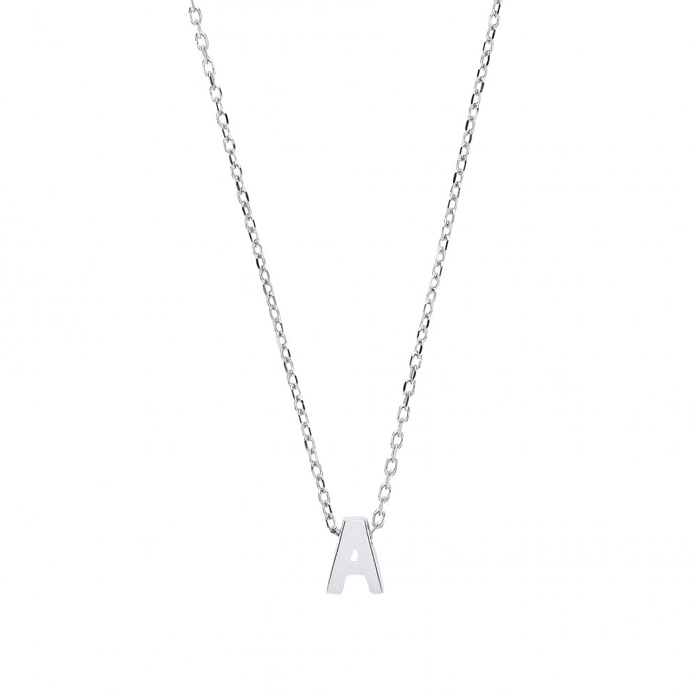 925 Sterling Silver Plain Initial 'E' Pendant With A Fine Belcher Chain