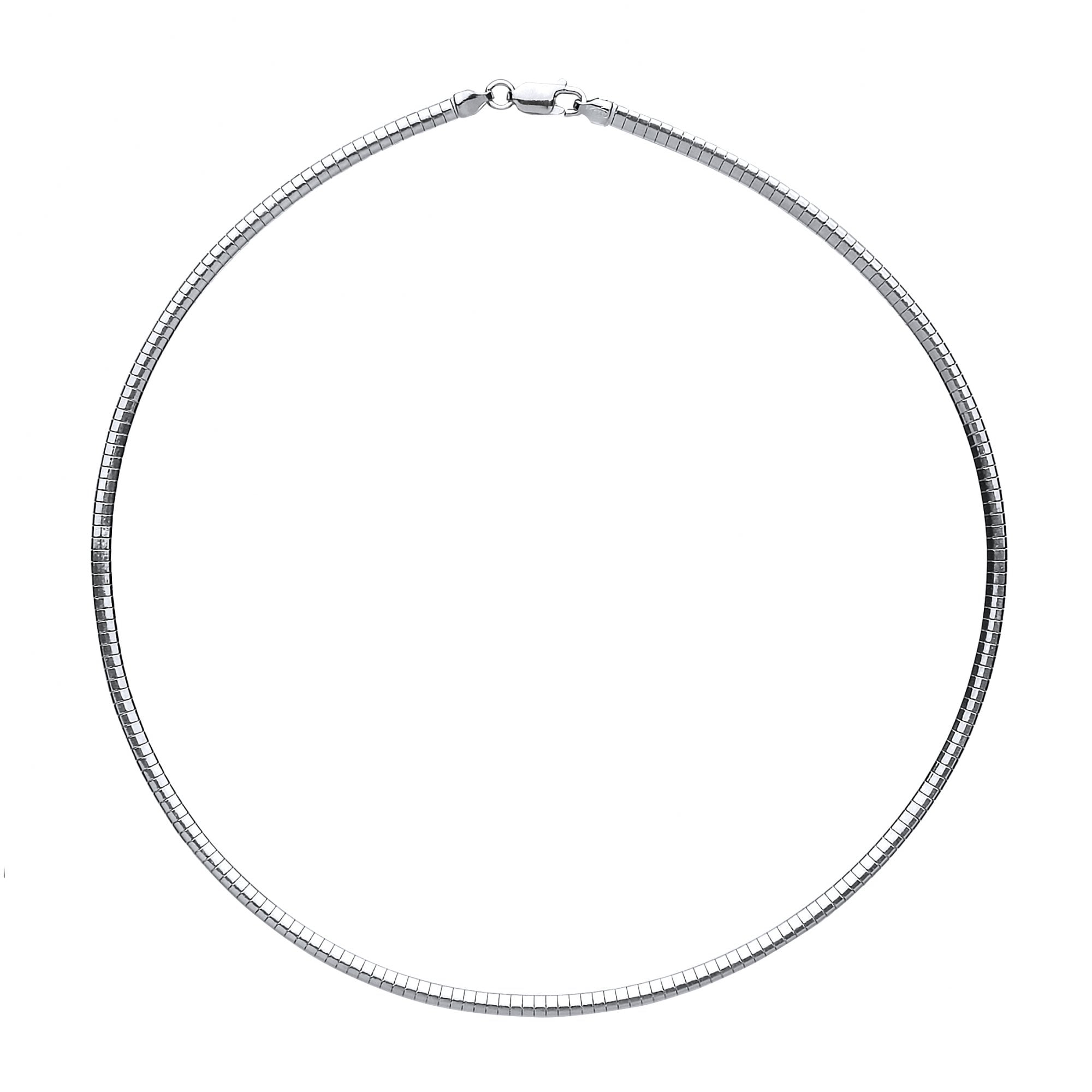 925 Sterling Silver Omega 3mm Collarette Rhodium Plate