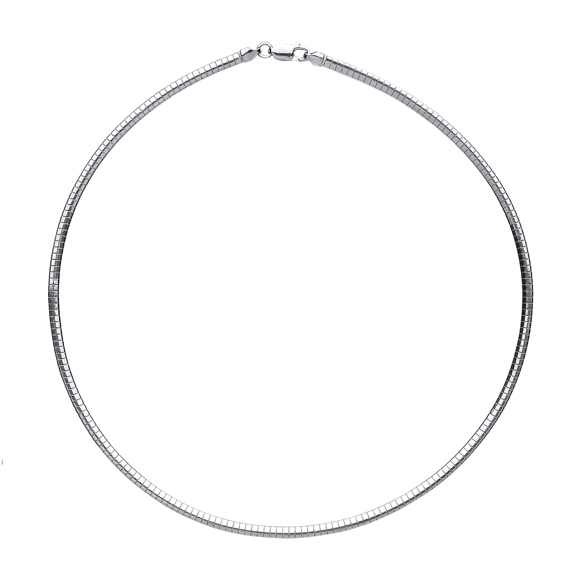 925 Sterling Silver Omega 3mm Collarette Rhodium Plate